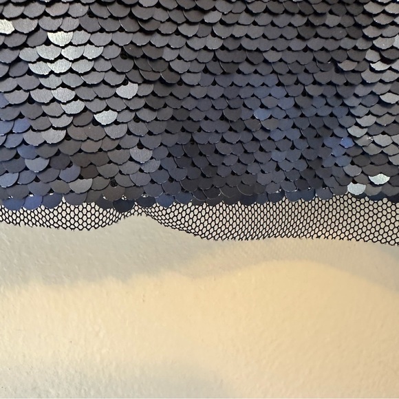 Rebel Plus Size Sequin V-Neck Top - Blue and Silver - Picture 5 of 9